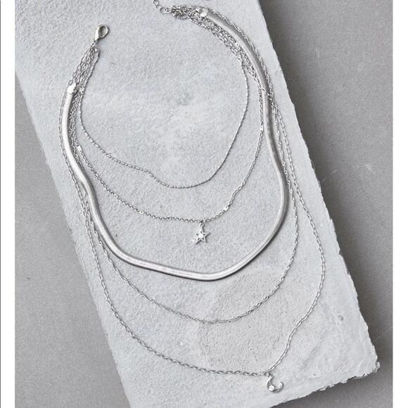 NWT American Eagle Silver Tone Layered Necklace - Picture 1 of 5
